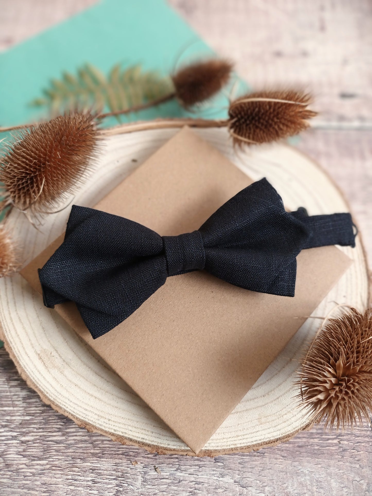 Black Linen Classic Bowtie