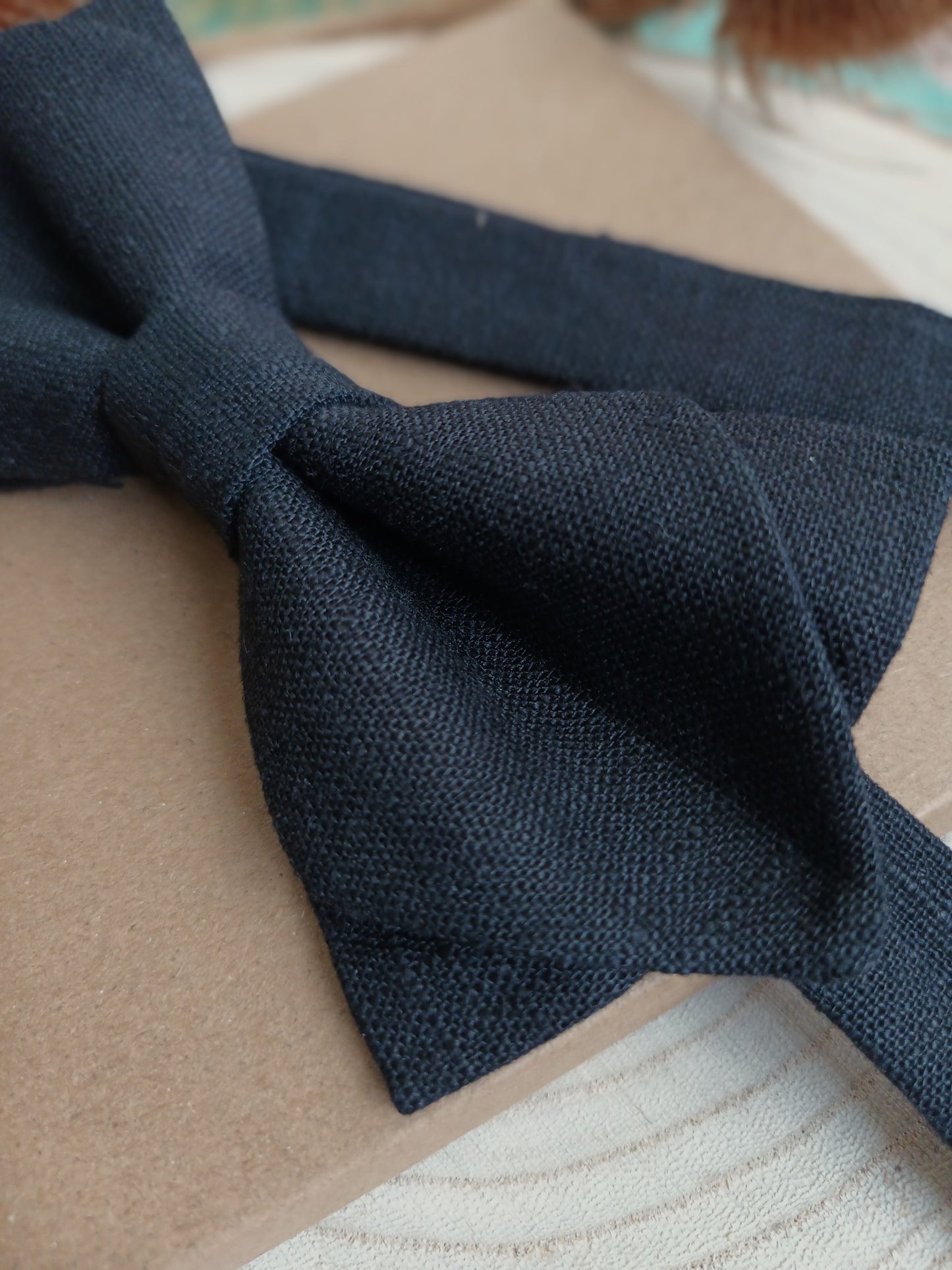 Black Linen Classic Bowtie