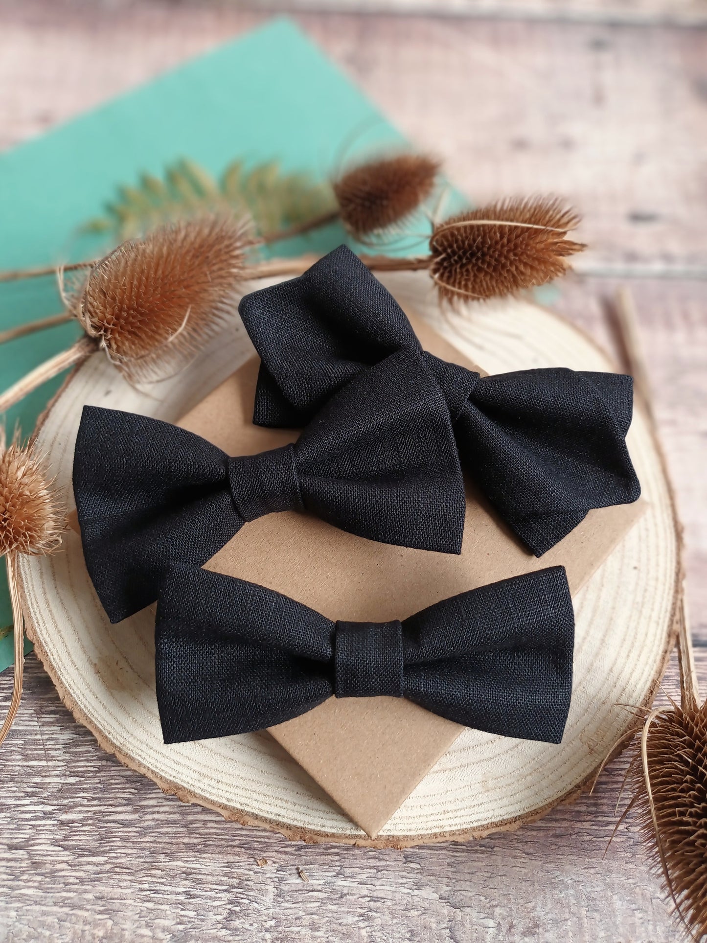 Black Linen Classic Bowtie