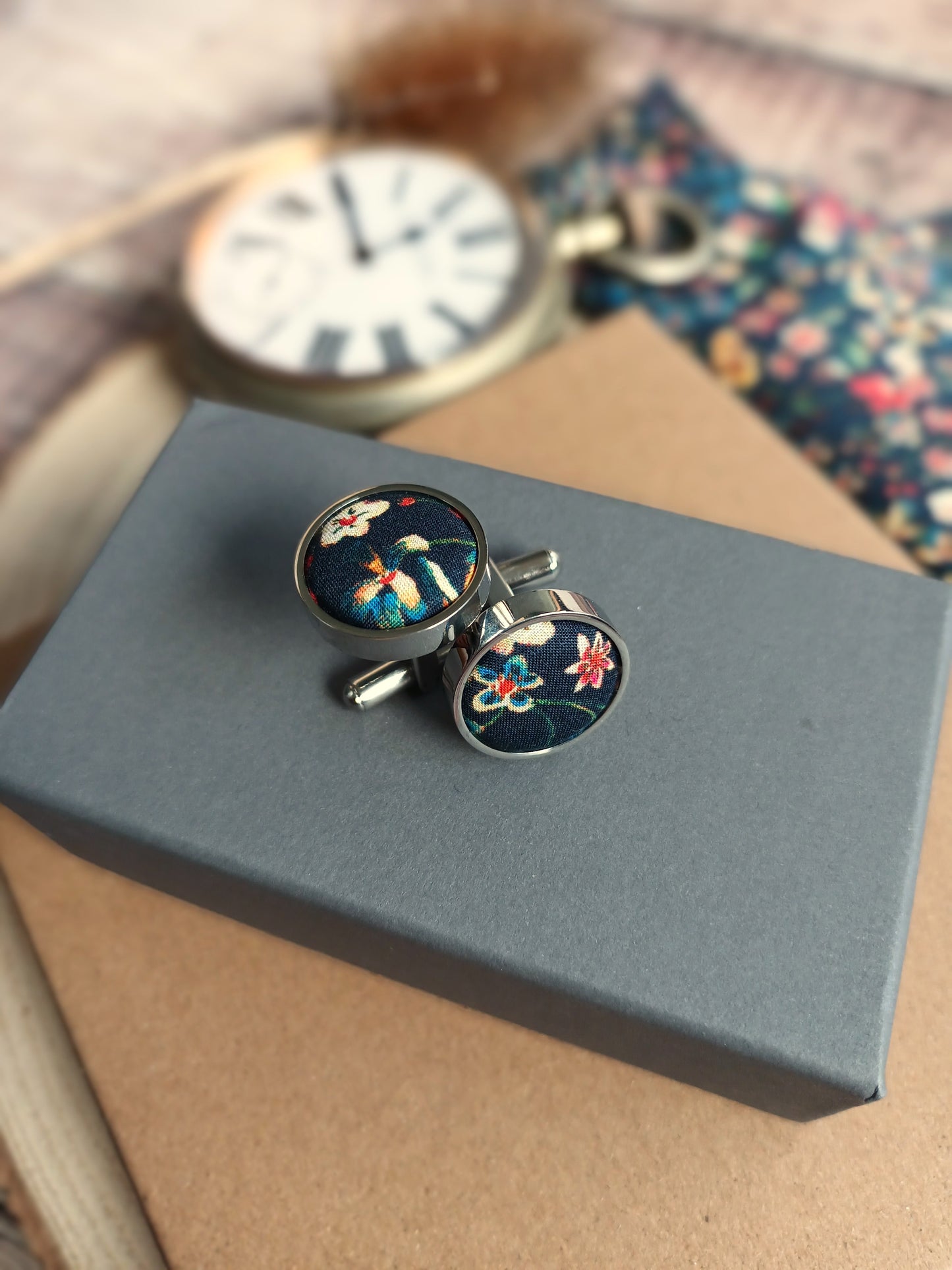 Liberty Navy Floral Cufflinks