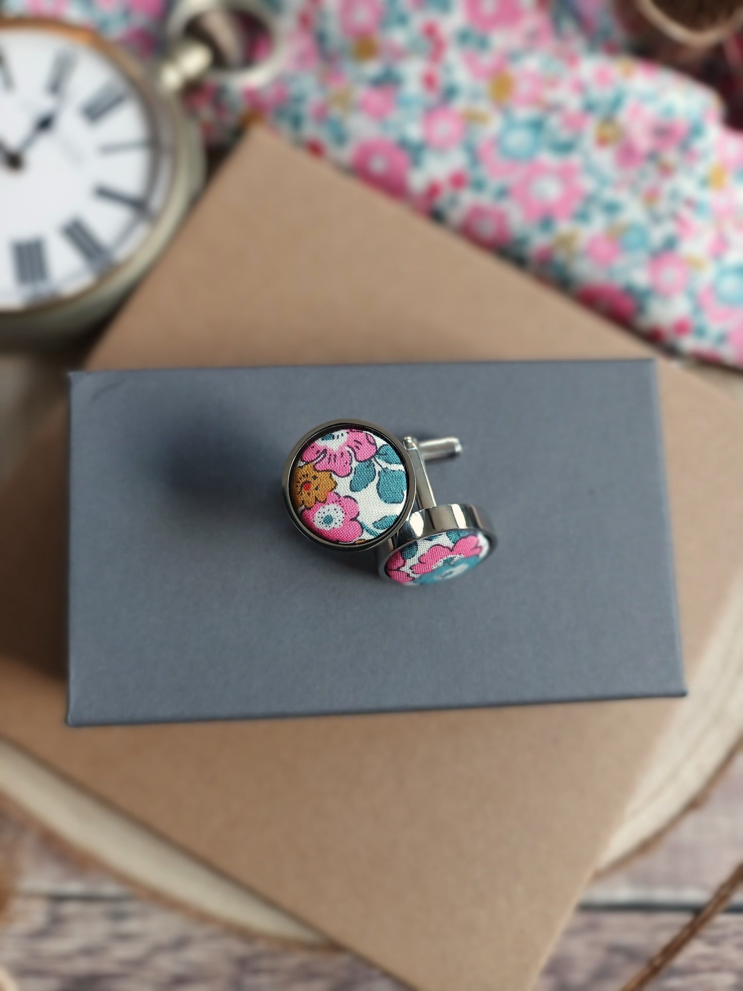 Liberty Pink Floral Cufflinks