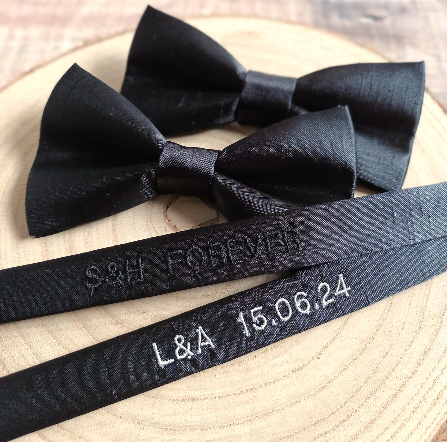 Black Bow Tie With Personalised Strap
