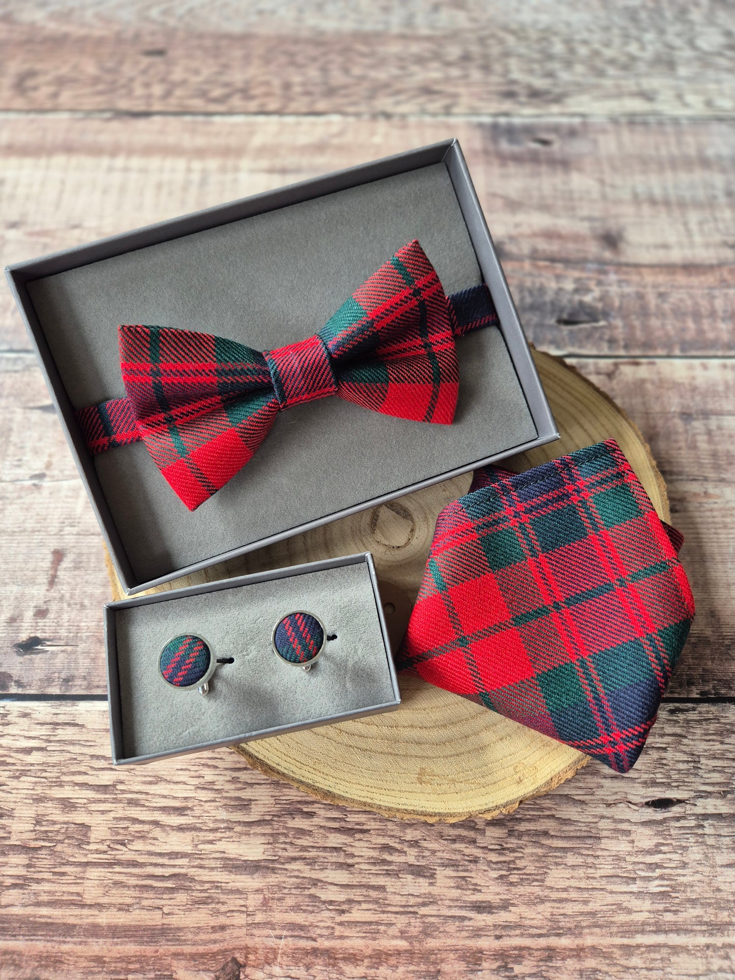 Custom Tartan Bow Tie Accessory Set