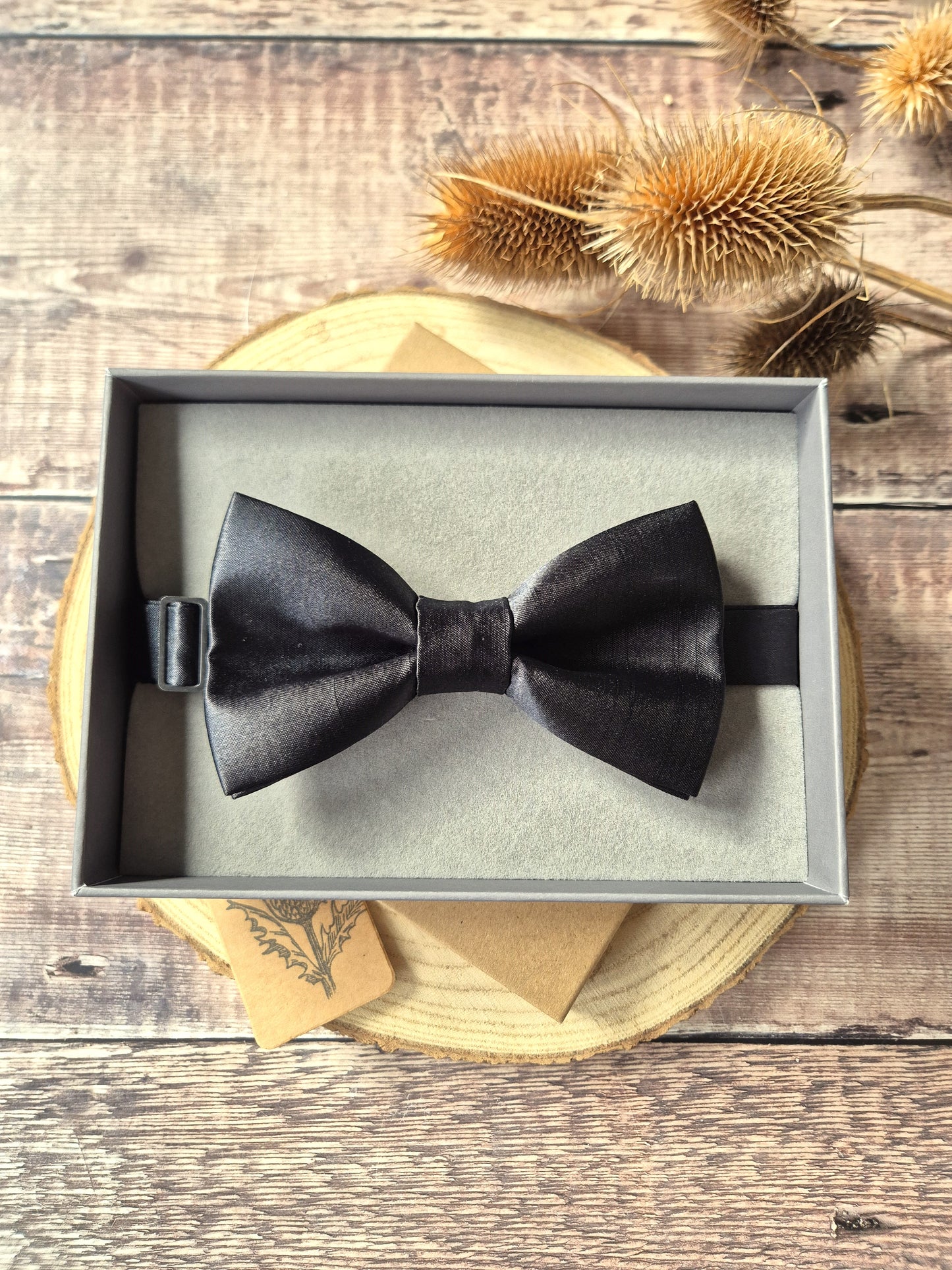 Black Bow Tie With Personalised Strap