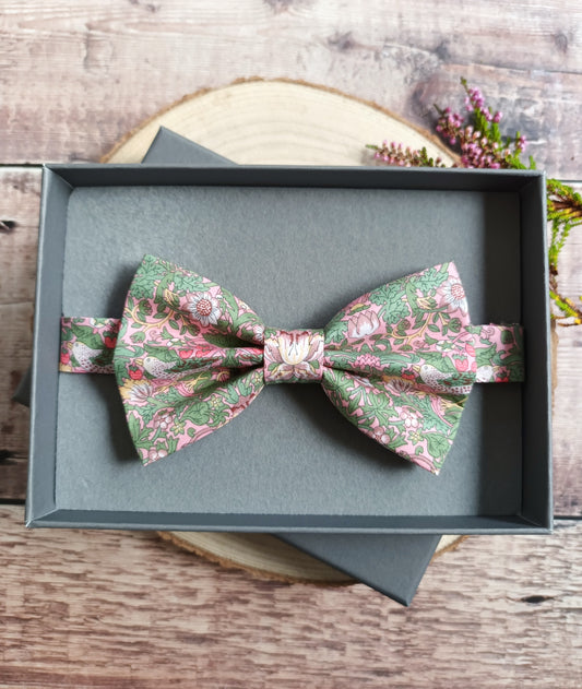 Liberty Bow tie Pink Strawberry Thief