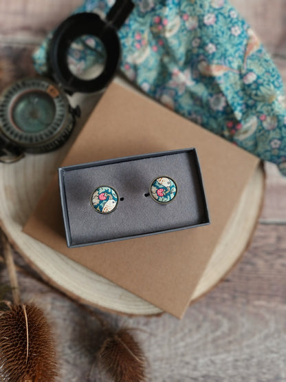 Liberty Turquoise Strawberry Thief Cufflinks