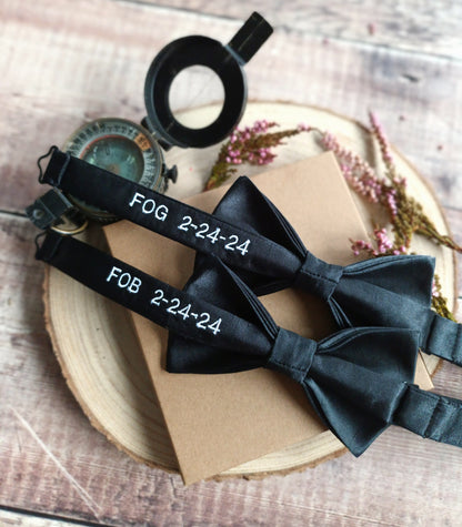 Black Bow Tie With Personalised Strap