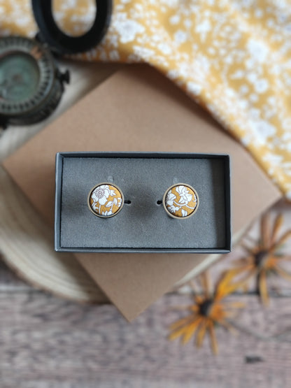 Liberty Cufflinks Yellow Florals
