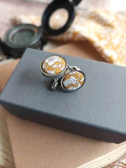 Liberty Cufflinks Yellow Florals