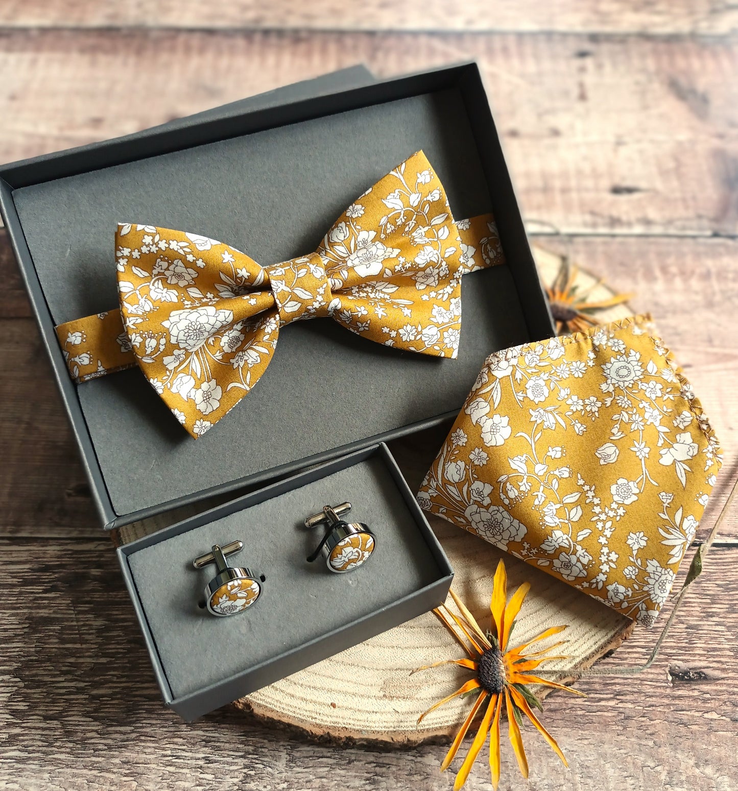 Liberty Yellow Floral Bowtie