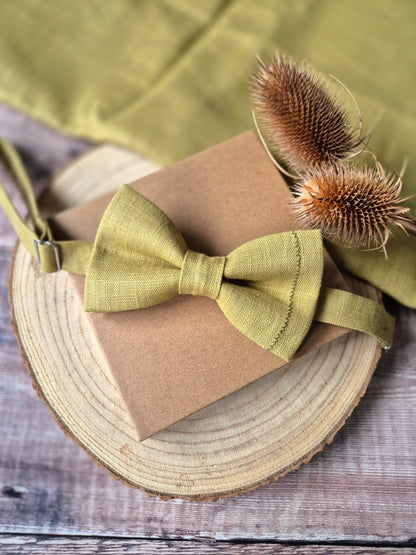 Linen Bow Tie Chartreuse