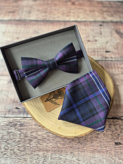 Custom Tartan Bow Tie and Pocket Square Set