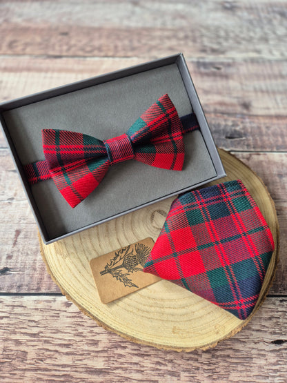 Custom Tartan Bow Tie and Pocket Square Set