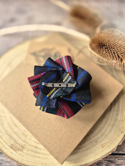 Stewart Tartan Flower Brooch