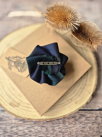 Black Watch Tartan Flower Brooch