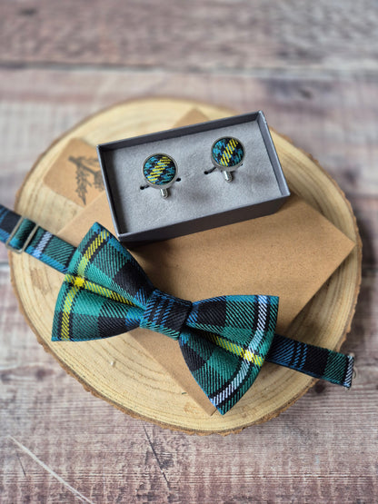 Custom Tartan Bow Tie and Cufflink Set