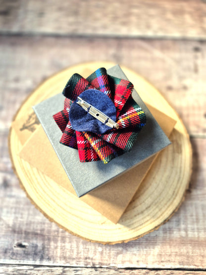 Stewart Tartan Flower Brooch