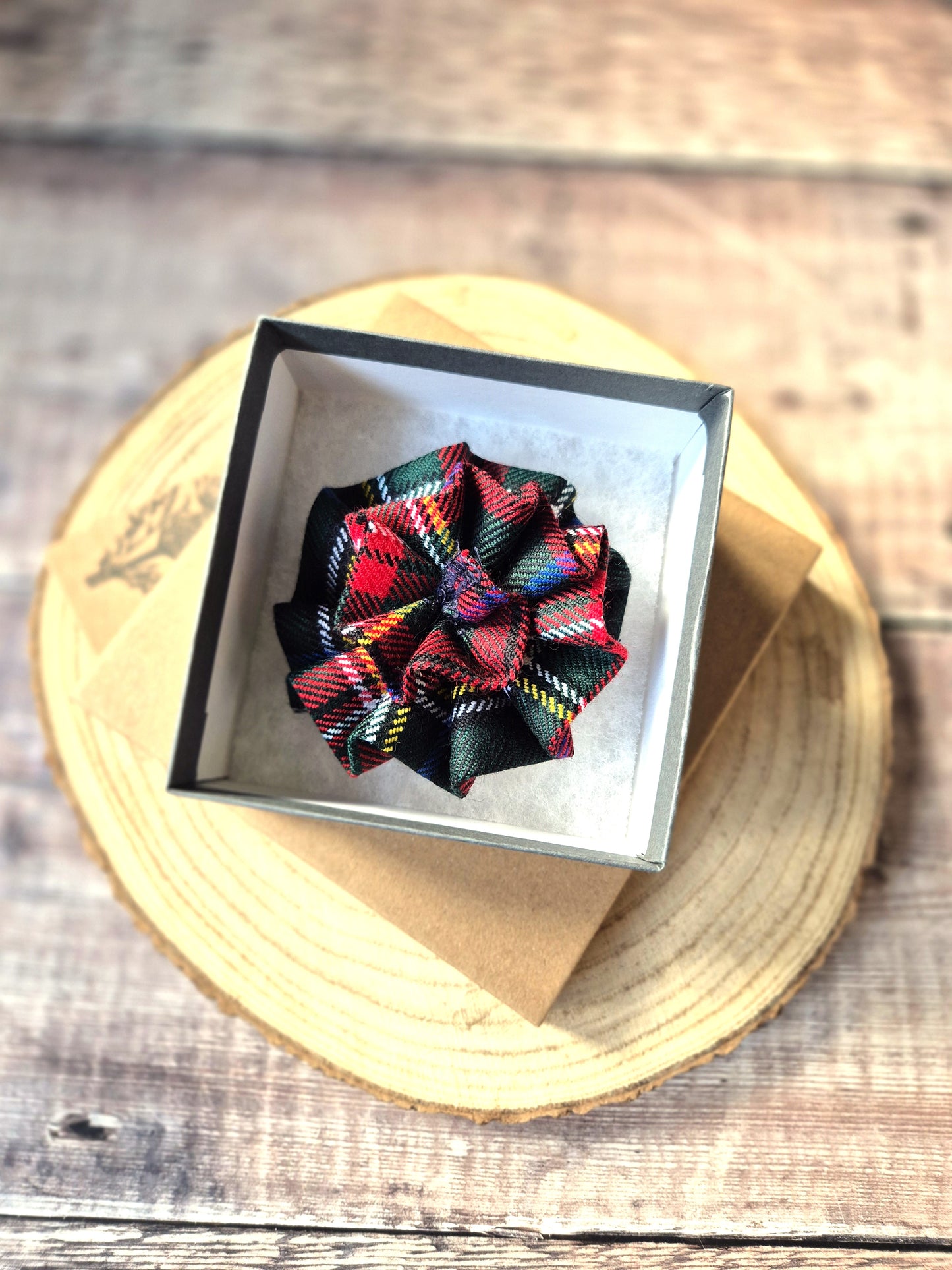 Stewart Tartan Flower Brooch