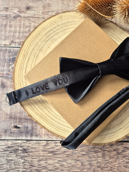Black Bow Tie With Personalised Strap