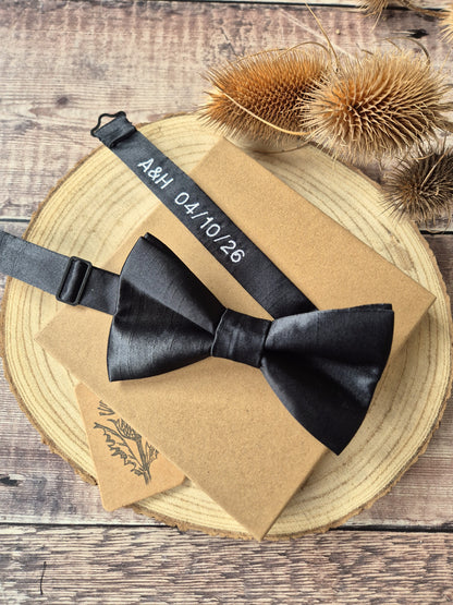Black Bow Tie With Personalised Strap