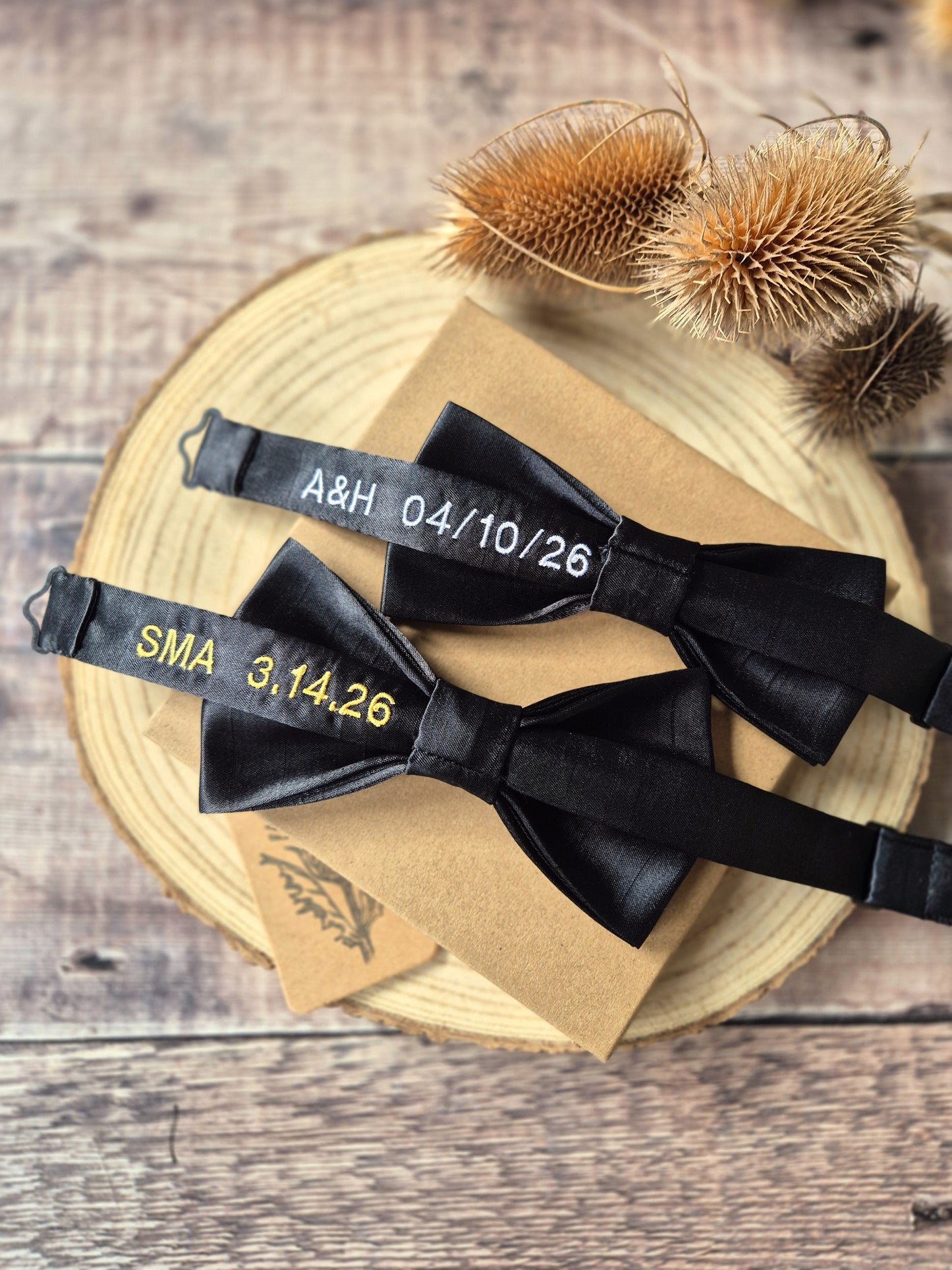Black Bow Tie With Personalised Strap