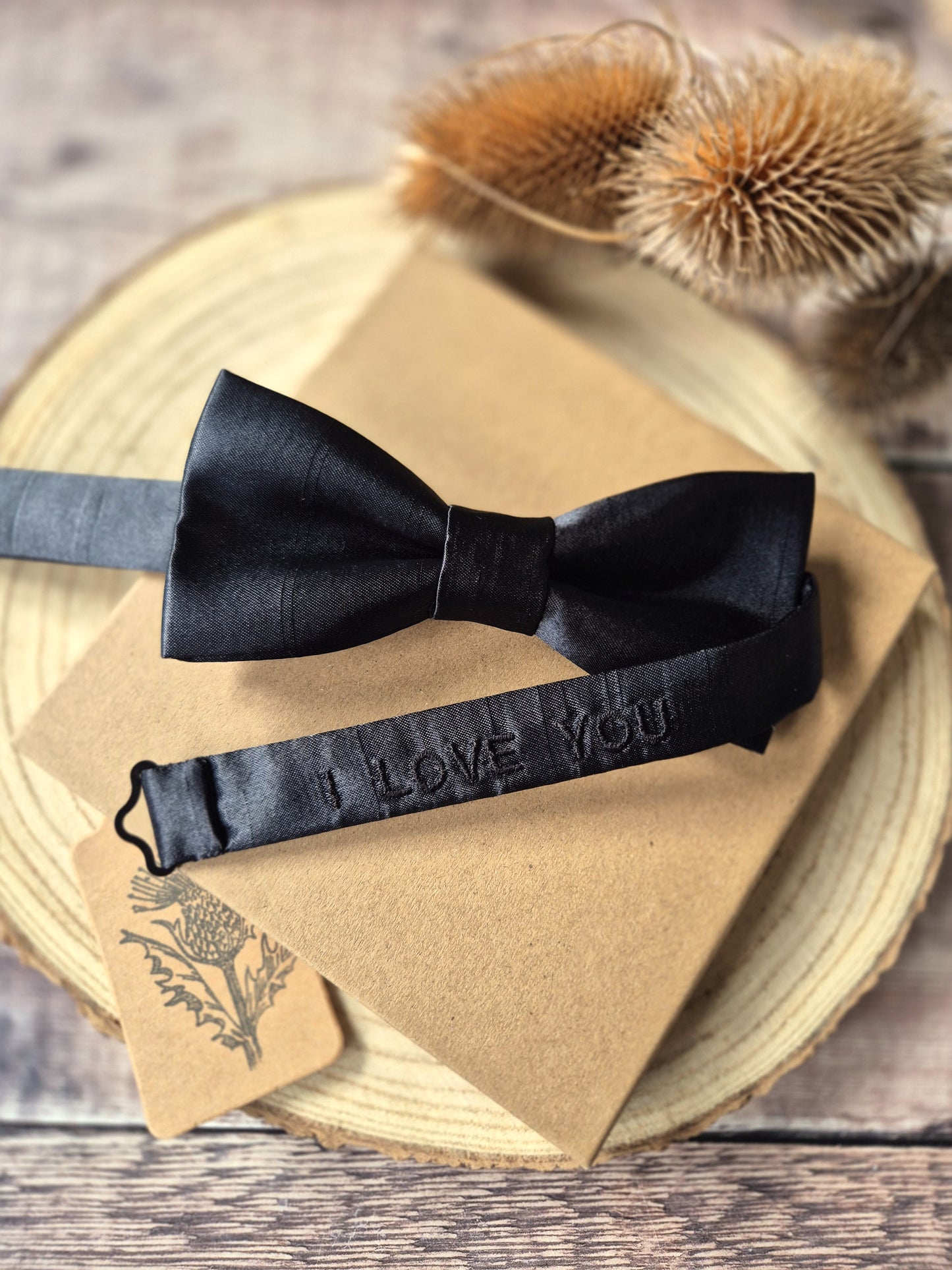 Black Bow Tie With Personalised Strap