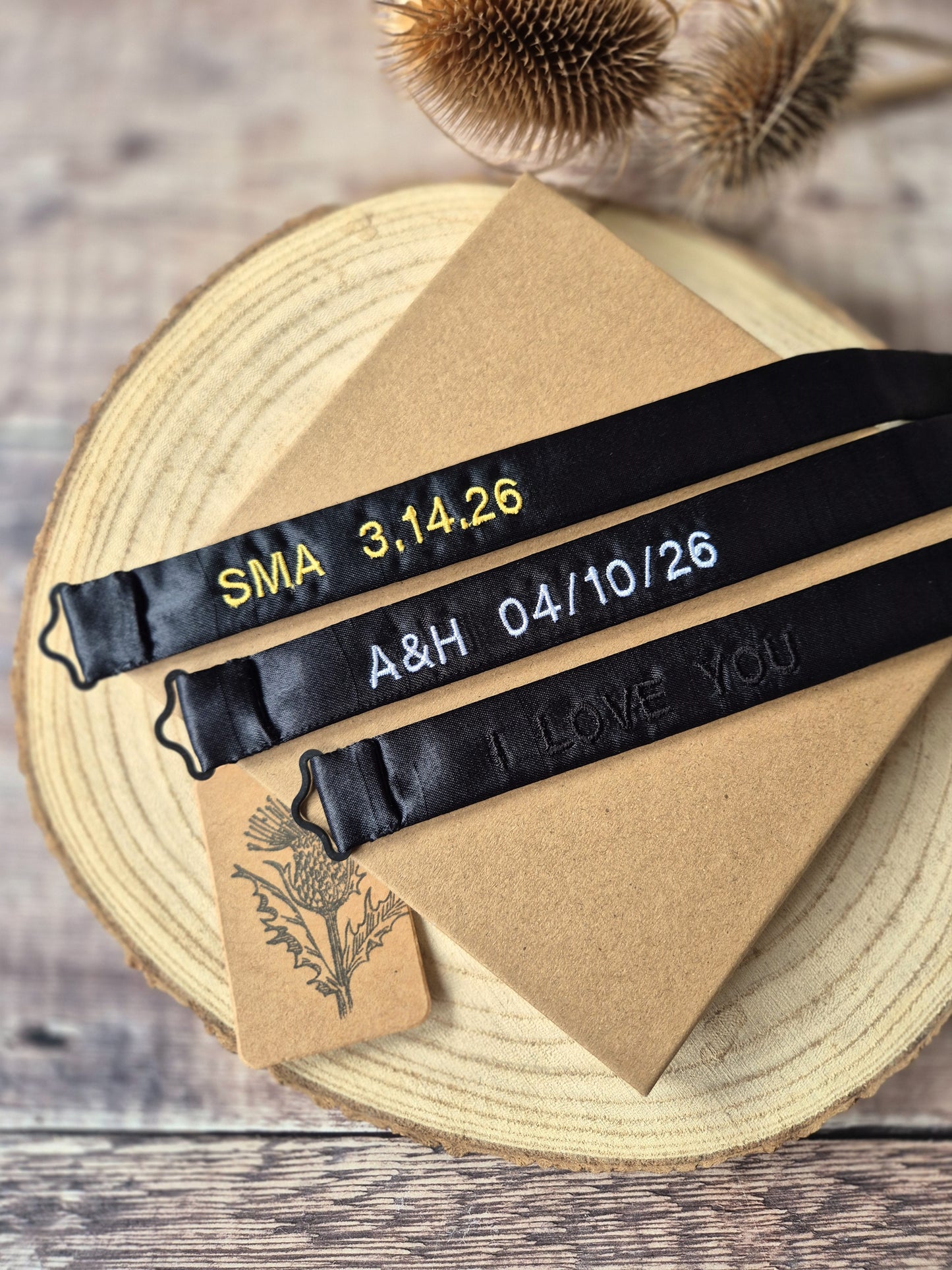 Black Bow Tie With Personalised Strap