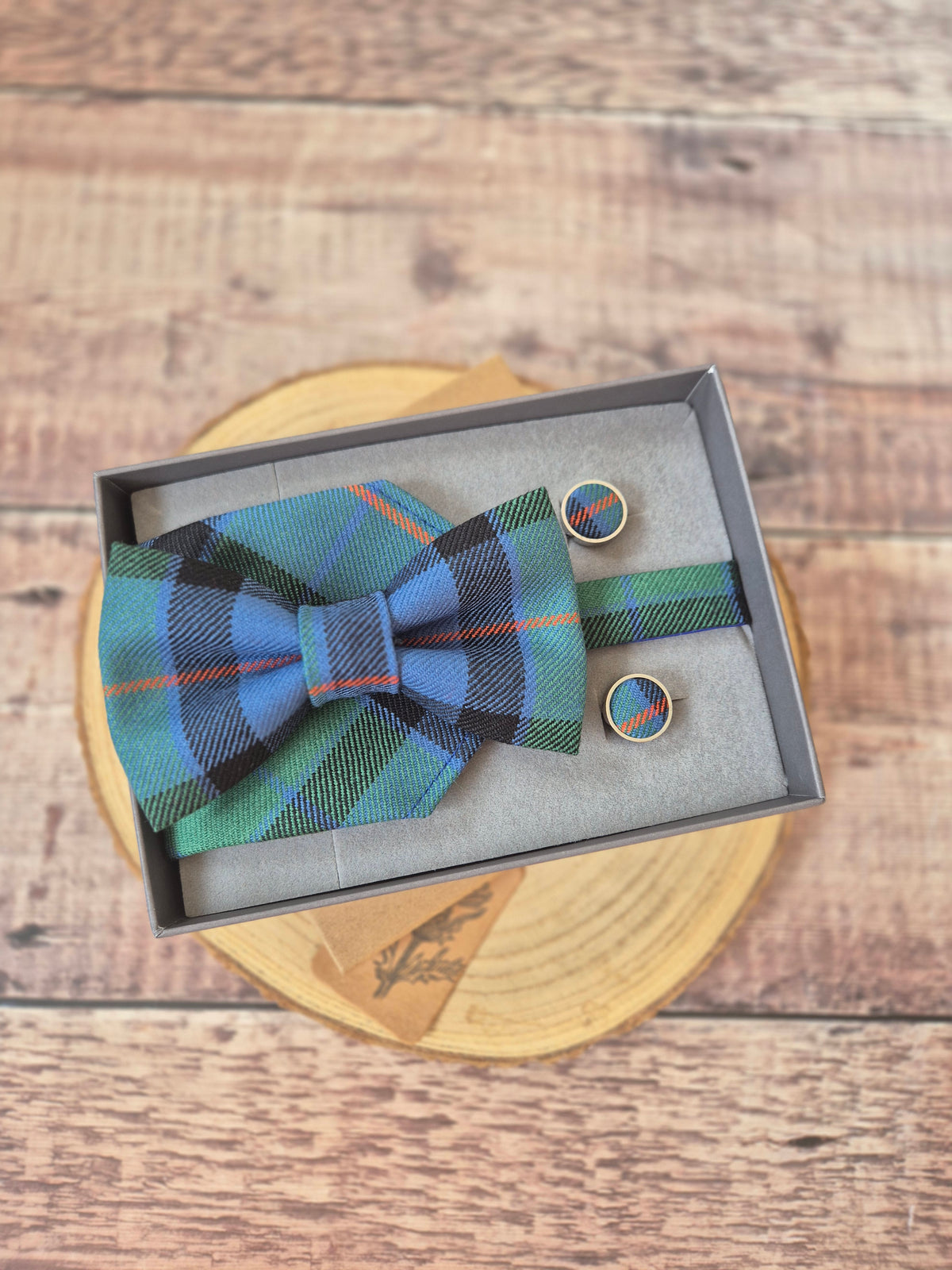 Tartan Bowtie, Pocket Square, Cufflink Gift Set