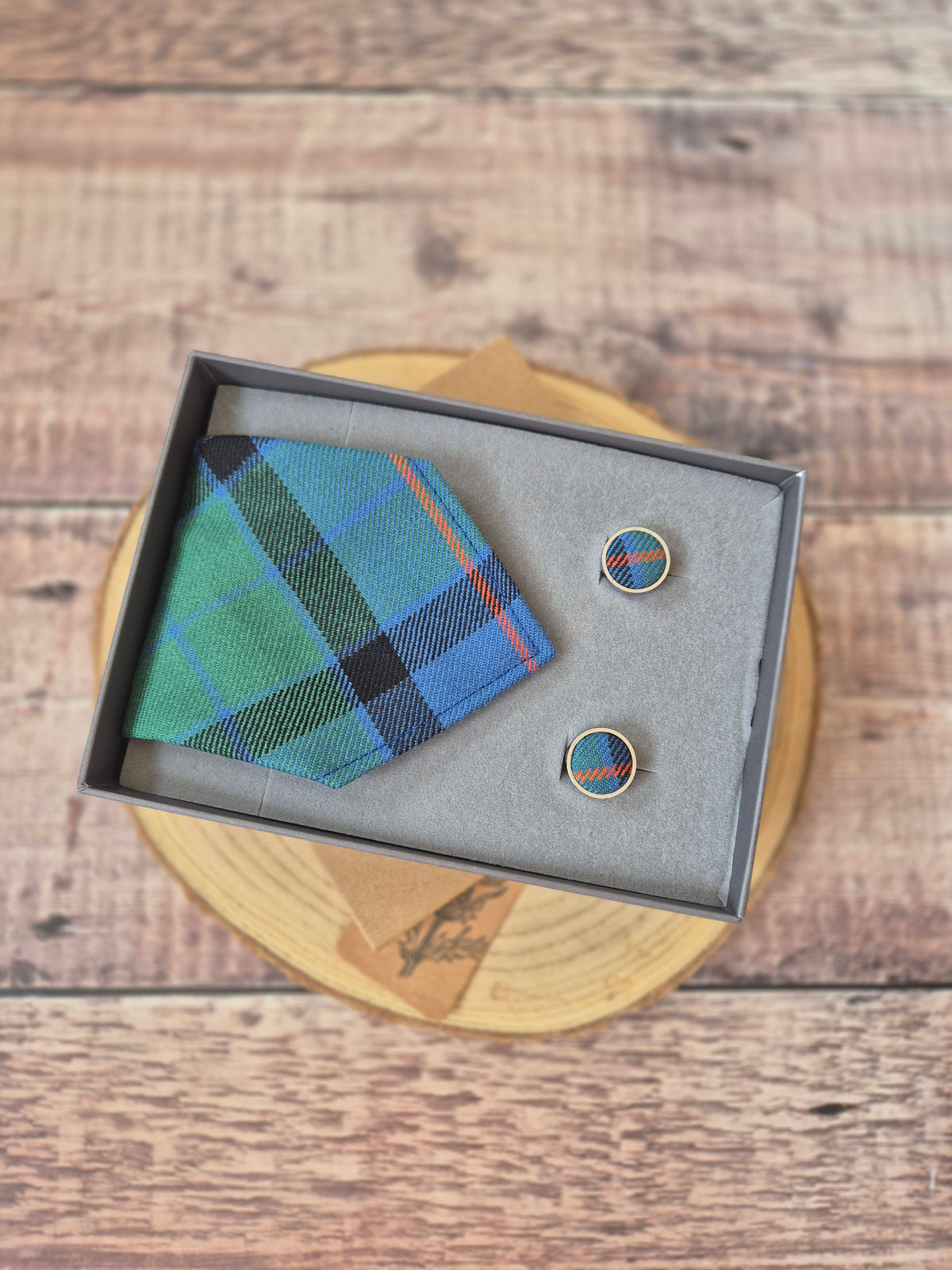 Tartan Pocket Square and Cufflink Gift Set