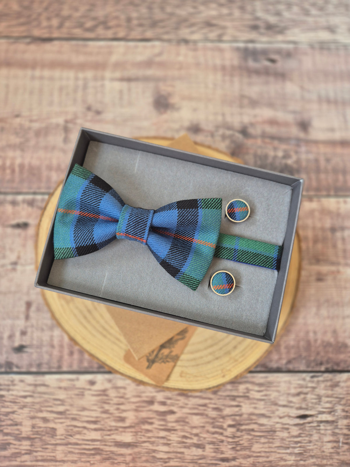 Tartan Bowtie and Cufflink Gift Set