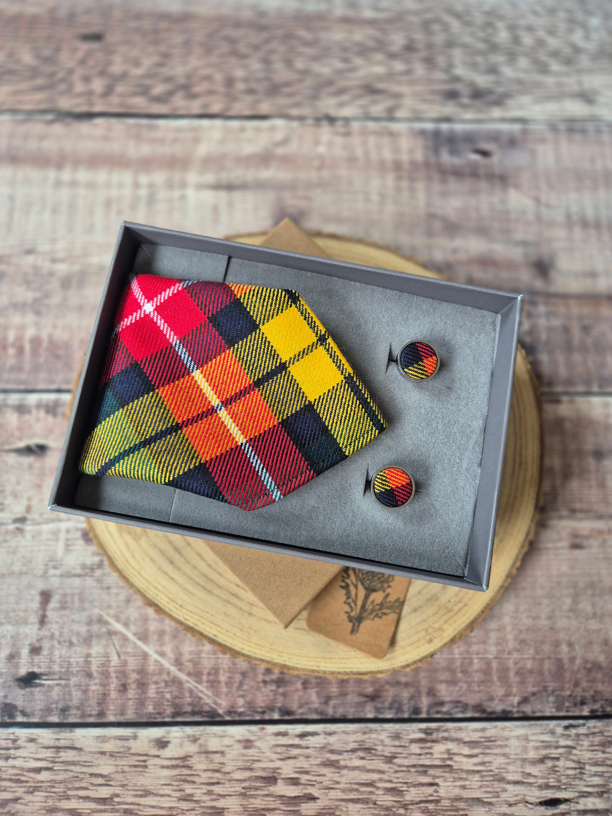 Tartan Pocket Square and Cufflink Gift Set