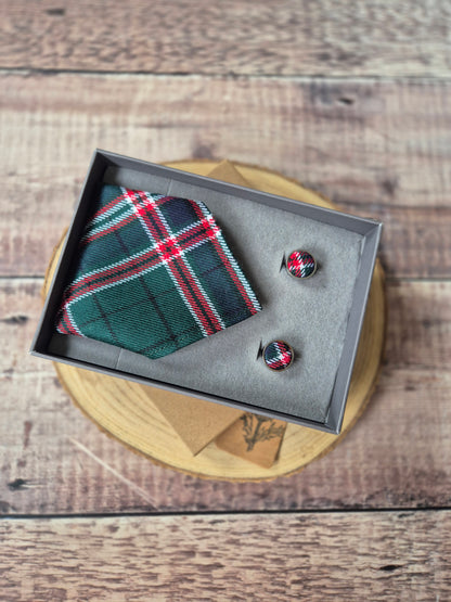 Tartan Pocket Square and Cufflink Gift Set