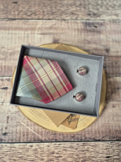 Tartan Pocket Square and Cufflink Gift Set