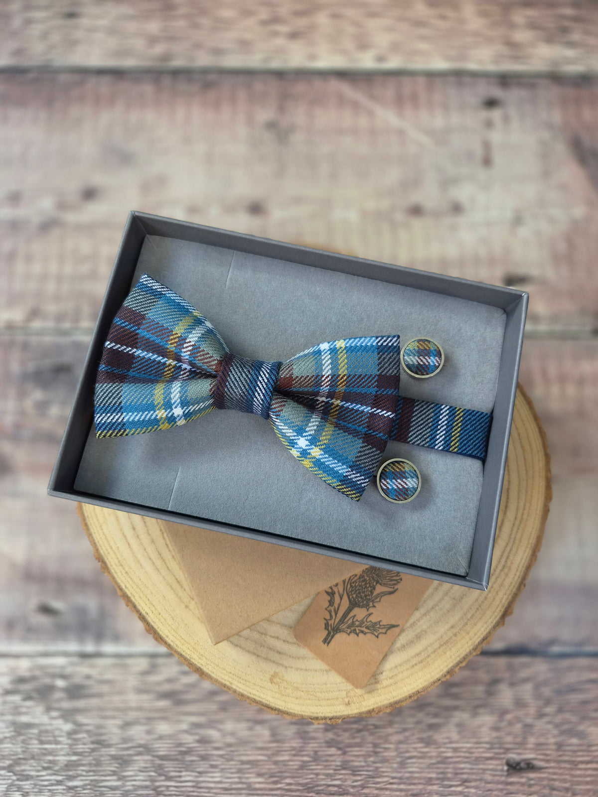 Tartan Bowtie and Cufflink Gift Set