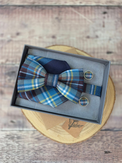 Tartan Bowtie, Pocket Square, Cufflink Gift Set