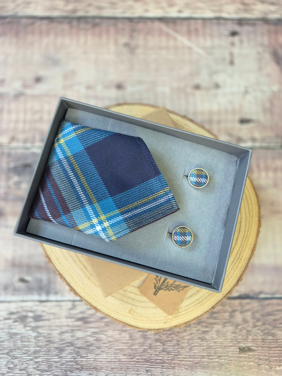 Tartan Pocket Square and Cufflink Gift Set