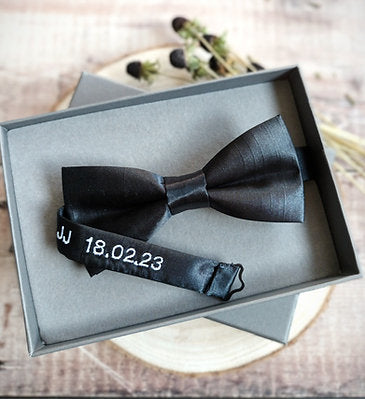 Black Bowtie With Personalised Strap