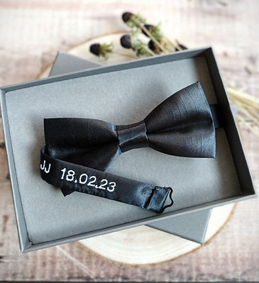 Black Bow Tie With Personalised Strap