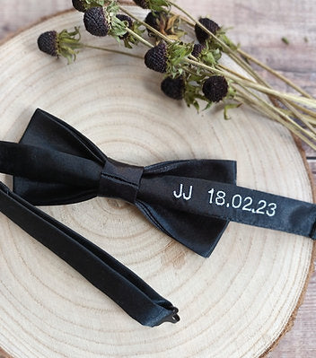 Black Bow Tie With Personalised Strap