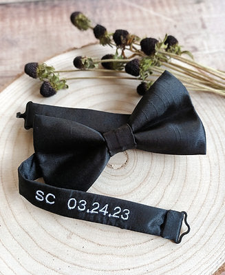 Black Bow Tie With Personalised Strap