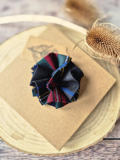 Stewart Tartan Flower Brooch