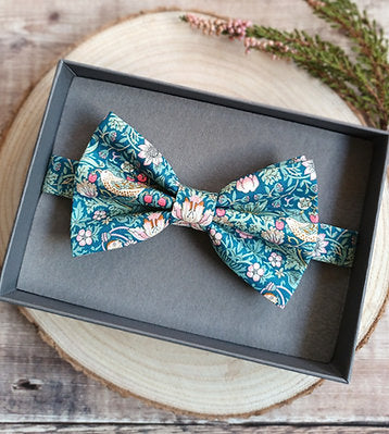 Liberty Turquoise Strawberry Thief Bowtie